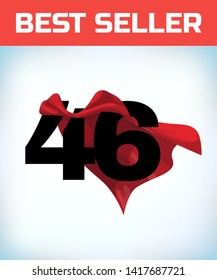 Arabic number forty six in the red cloak of the winner of the super hero. - Vector