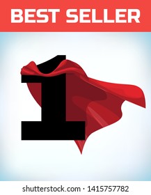Arabic number one in the red cloak of the winner of the super hero.