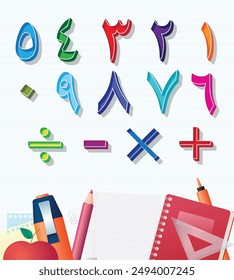 Arabic numbers colorful from 1 to 10 vector illustration new Arabic numerals set 