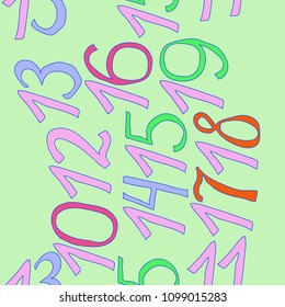 Arabic numbers are from ten to nineteen seamless pattern.
.Hand drawn.