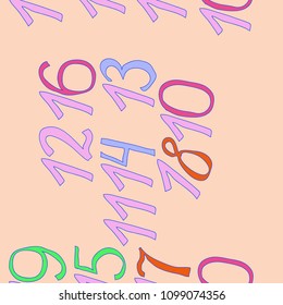 Arabic numbers are from ten to nineteen seamless pattern.Hand drawn.
