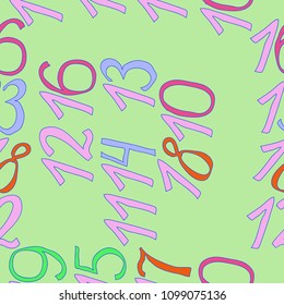 Arabic numbers are from ten to nineteen seamless pattern.Hand drawn.