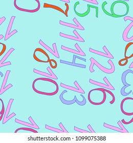 Arabic numbers are from ten to nineteen seamless pattern.Hand drawn.