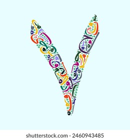 arabic numeral seven from multicolor arabic letters pattern