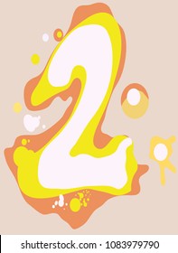 Arabic numeral two in graffiti style for kids