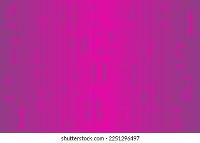 Arabic numerals from 0 to 9 scattered randomly on a pink background