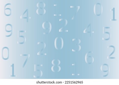 Arabic numerals from 0 to 9 scattered randomly on a blue background