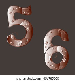 Arabic numerals 5 and 6 in light brown tones on a gray background