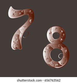Arabic numerals 7 and 8 in light brown tones on a gray background