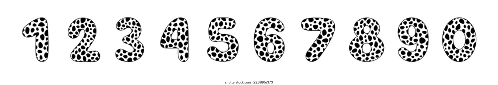 Arabic numerals coloring book for kids. Hand Drawn Arabic Figures From One till Nine. Hand Drawn Script numbers from 0 to 9 in style of doodles on a white background. Numeral. Vector illustration