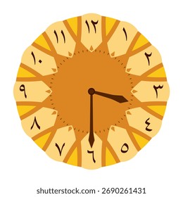 Arabic Numerals Decorative Analog Wall Clock shows 03.30, vector illustration isolated, eps