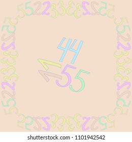 Arabic numerals eleven, twenty two, thirty three, forty four, fifty five pattern .  Hand drawn. 