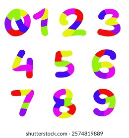 Arabic numerals, numbers 0,1-9, colorful numbers, multi-colored numbers, art decoration, cartoon number images, graphic letters, letter design, book work, color work, paper work, letters, photo 