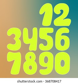 Arabic numerals. Numbers set. Collection of doodle numbers. Vector illustration can be used for web design, booklets, print cards, textile t-shirts, print elements and other.