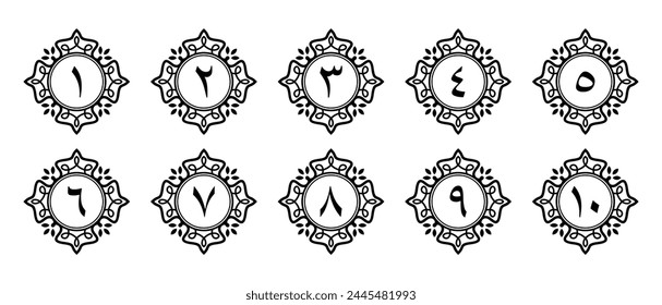 Arabic numerals with ornaments for book pages of your choice of elegant design. Vector file isolated on a transparent background svg