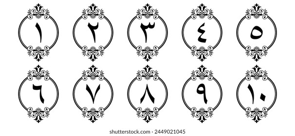 Arabic numerals with ornaments for book pages of your choice of elegant design. Vector file isolated on a transparent background svg