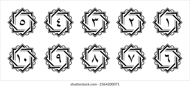 Arabic numerals with premium border decoration. illustration vector. transparent background. free to use for your needs.