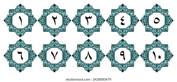Arabic numerals with premium border decoration. illustration vector. transparent background. free to use for your needs.