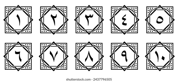Arabic numerals with premium border decoration. illustration vector. transparent background. free to use for your needs.