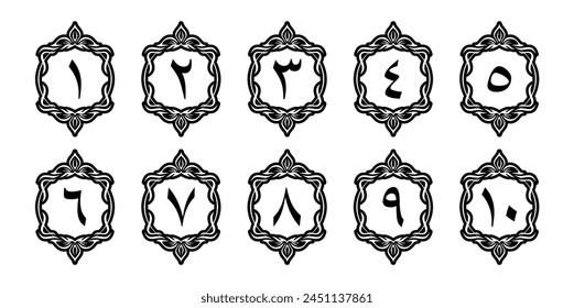 Arabic numerals with premium border decoration. illustration vector. transparent background. free to use for your needs.