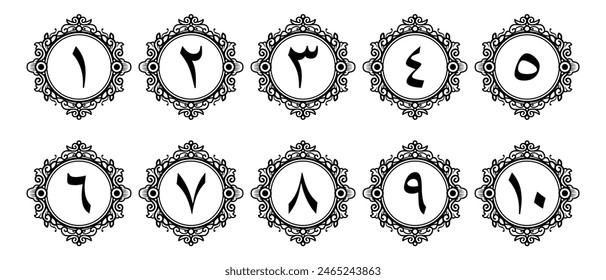 Arabic numerals with premium border decoration. illustration vector. transparent background. free to use for your needs.