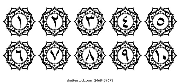 Arabic numerals with premium border decoration. illustration vector. transparent background. free to use for your needs.
