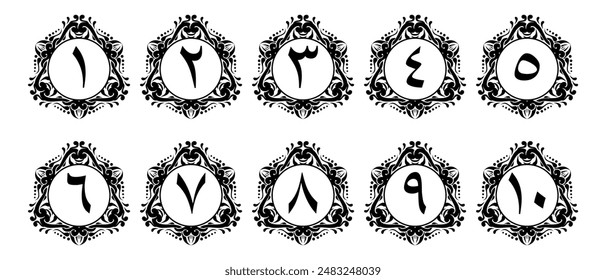 Arabic numerals with premium border decoration. illustration vector. transparent background. free to use for your needs.