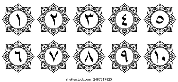 Arabic numerals with premium border decoration. illustration vector. transparent background. free to use for your needs.