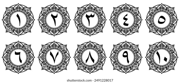 Arabic numerals with premium border decoration. illustration vector. transparent background. free to use for your needs.