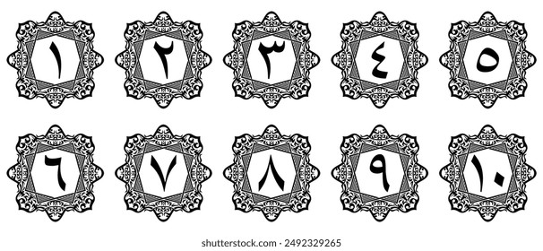 Arabic numerals with premium border decoration. illustration vector. transparent background. free to use for your needs.