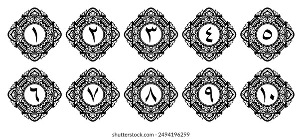 Arabic numerals with premium border decoration. illustration vector. transparent background. free to use for your needs.