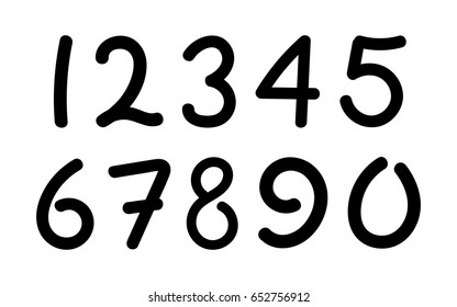Arabic numerals set 1-10. Black figures. 