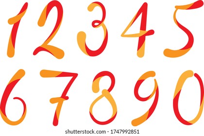 Arabic numerals set 1-10. Colored figures on a white background.