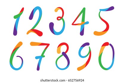 Arabic Numerals Set 1-10. Colored Figures. 