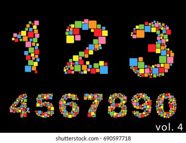 Arabic numerals set 1-10. Colored figures Version 4