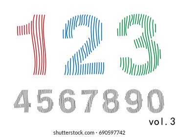 Arabic numerals set 1-10. Colored figures Version 7