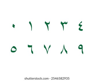 Arabic numerals set on white background vector. Set, design, number, graphic, symbol, alphabet, element. Can use for infographic, banner, poster, web design. 