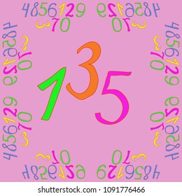Arabic numerals from zero to nine.  Hand drawn.