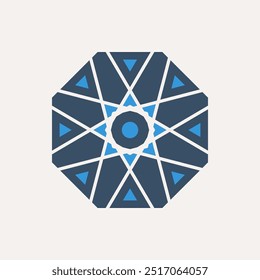 Arabic octagonal geometric symbol. Vector floral mosaic oriental ornamental logo template