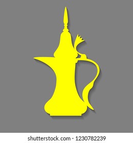 Arabic old traditional coffee pot icon, sign, silhouette. Oriental Teapot. Turkish culture symbol. Vector illustration.