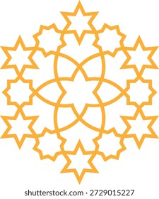 Icono floral oriental árabe con Vectores, adornos y patrones tradicionales arabescos. Símbolos y logotipos florales Abstractas diseñados en un estilo ornamental islámico, ideales para invitaciones de boda.