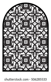 Arabic oriental islamic style geometric pattern windows. Graphic elements vector.