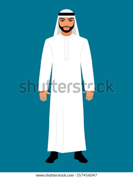 Arabic Oriental Muslim Men Dressed Traditional Stock Vector (Royalty ...