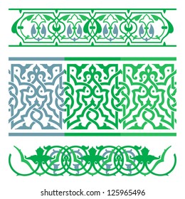 Arabic oriental ornament, floral pattern motif, arabesque, border, arabic ornament.