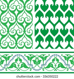 Arabic oriental ornament, floral pattern motif, arabesque, border, arabic ornament.