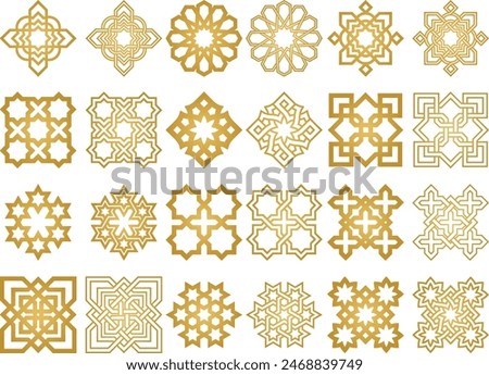 Arabic Oriental Vector Elements. Arabian Ornament. Digital Clipart. Traditional Pattern
