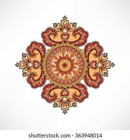 Arabic ornament background Oriental ethnic mandala amulet Abstract floral geometric pattern Geometric circle element for holiday, kaleidoscope, medallion, yoga, indian, arabic design