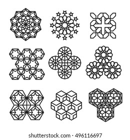 arabic ornament icon, vector set