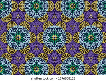 Arabic Ornament Patterns. Colorful Ornament Background. Mosque decoration elements.