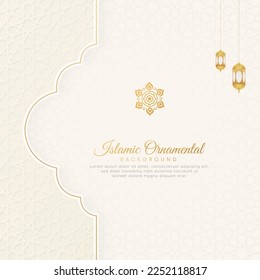 Arabic Ornamental Islamic Arch Pattern Background With Arabic Style Lanterns and Ornament